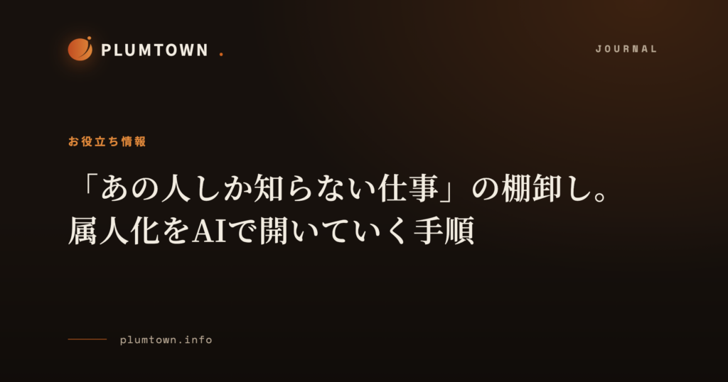 「あの人しか知らない仕事」の棚卸し。属人化をAIで開いていく手順